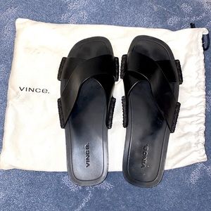 Vince Black Criss-Cross Slide Sandals. Size 7.